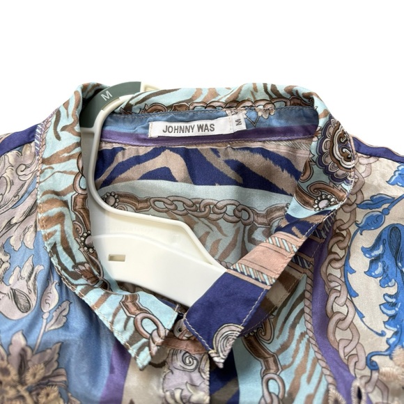 Johnny Was Valentin Jasmine 100% Silk Unlined Dress Women Size M Embroidered - Picture 6 of 14